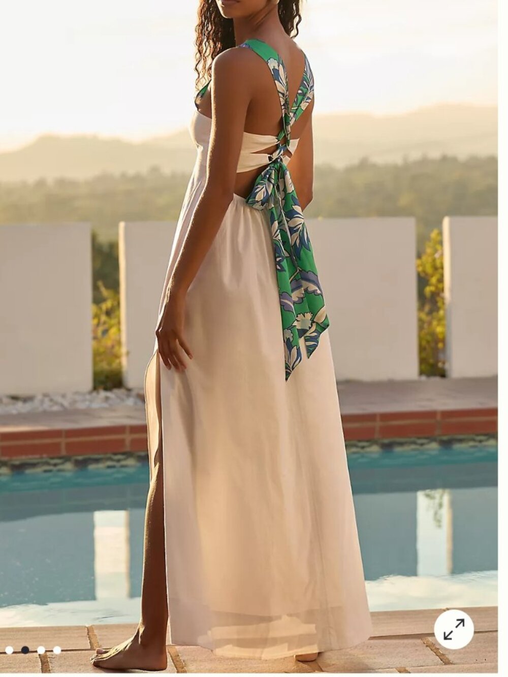 By Anthropologie White Square-Neck Midi Dress Size XL - Picture 2 of 9